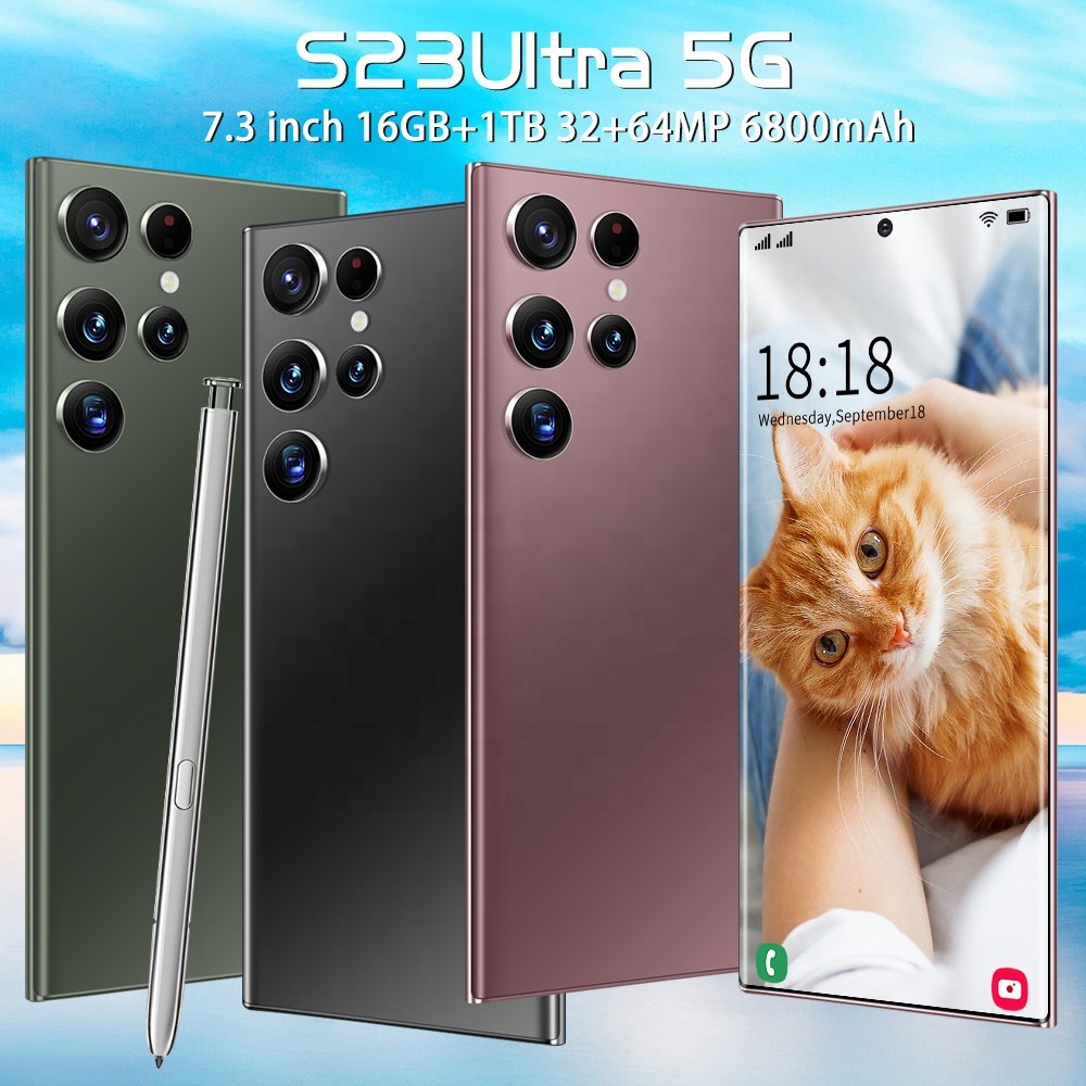 In Stock Fast Delivery NEW Brand S23 Ultra 5g Phone 6.7 Inch 12Gb +512Gb Android 13.0 dual sim cards 64MP Camara Mobile Phones